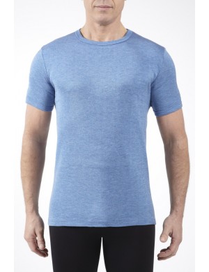 Tee-shirt manches courtes col rond Bleu Rhovylon
