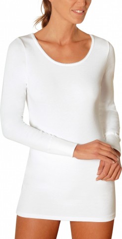 Chemise manches longues en coton interlock Blanche