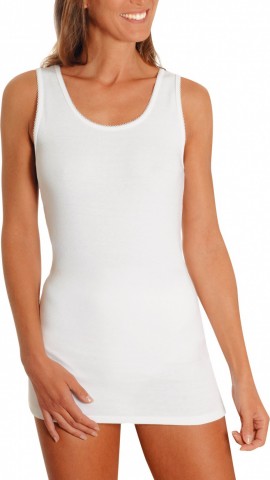 Chemise sans manches en coton interlock Blanche