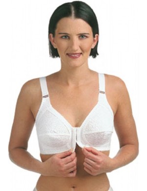 Soutien gorge ouvert sans armatures avec agrafes devant Doublé coton Blanc Triolet.