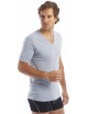 Tee-Shirt manches courtes col V Bleu Chiné ArmorLux